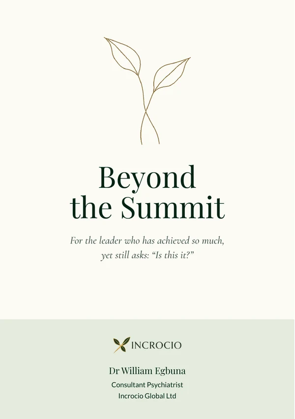 Cover of Beyond the Summit by Dr William Egbuna, Consultant Psychiatrist